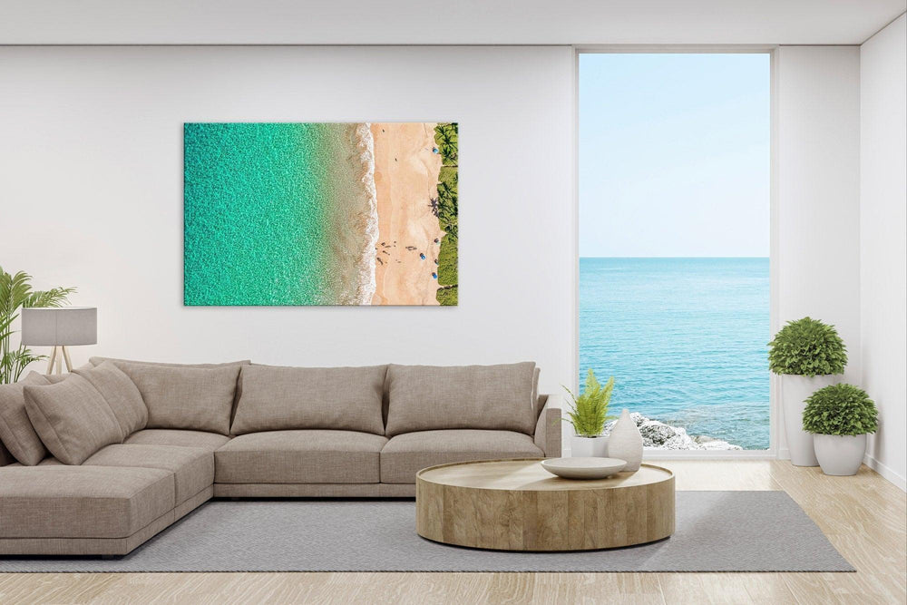 Life's a Beach - Maui Fine Art Collective - 3500-5500, 800-3500, beach, Best Moments, Best Sellers, Best Wall Artwork, blue, clouds, green, Hawaii, horizontal, Island, kihei, Lance Ehrecke, maui, Maui Hawaii Fine Art Photography, Maui Hawaii Wall Art, ocean, open-edition, over-5500, Palm Trees, palm-tree, sand, size-16x-24, size-24-x-36, size-40-x-60, teal, waves