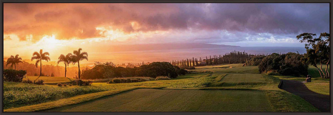 Living Moments Media Open Edition Acrylic / 20" x 60" / Black Kapalua's Apex Sunset Kapalua’s Apex Sunset: Luxurious Golf Course Art from Maui