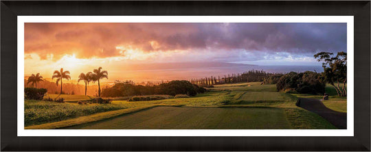 Living Moments Media Open Edition Acrylic / 20" x 60" / Luxury w/ Border Kapalua's Apex Sunset Kapalua’s Apex Sunset: Luxurious Golf Course Art from Maui