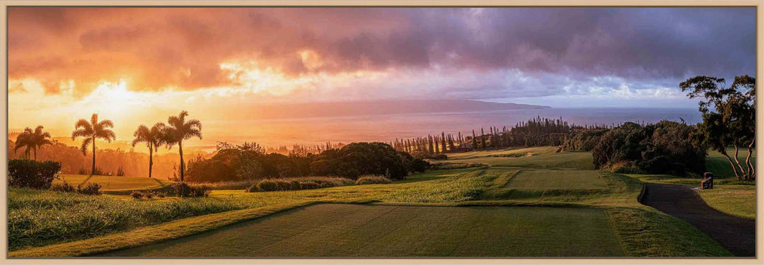 Living Moments Media Open Edition Acrylic / 20" x 60" / Natural Kapalua's Apex Sunset Kapalua’s Apex Sunset: Luxurious Golf Course Art from Maui
