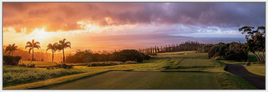 Living Moments Media Open Edition Acrylic / 20" x 60" / White Kapalua's Apex Sunset Kapalua’s Apex Sunset: Luxurious Golf Course Art from Maui