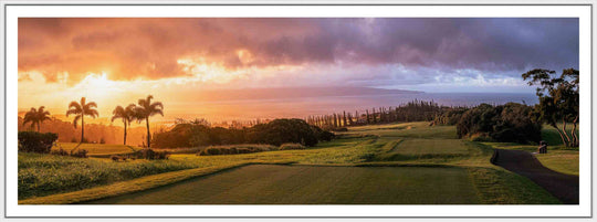 Living Moments Media Open Edition Acrylic / 20" x 60" / White w/ Border Kapalua's Apex Sunset Kapalua’s Apex Sunset: Luxurious Golf Course Art from Maui