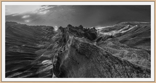 Marvel in Monochrome | Bird's Eye View Over Na Pali & Kalalau - Living Moments Media - 3500-5500, 800-3500, Abstract, Acrylic, aerial, Artwork, beach, black, Black & White, Canvas, Coast, Cove, Hawaii, Helicopter, Honopu Beach, horizontal, Island, Kauai, Metal, Monochromatic, Moody, Mountains, Na Pali Coast, new arrivals, New Moments, ocean, open-edition, over-5500, panoramic, Prints, rocks, sand, size-20-x-40, size-40-x-80, Surf, trail, Trees, Visual Artwork, waves, White