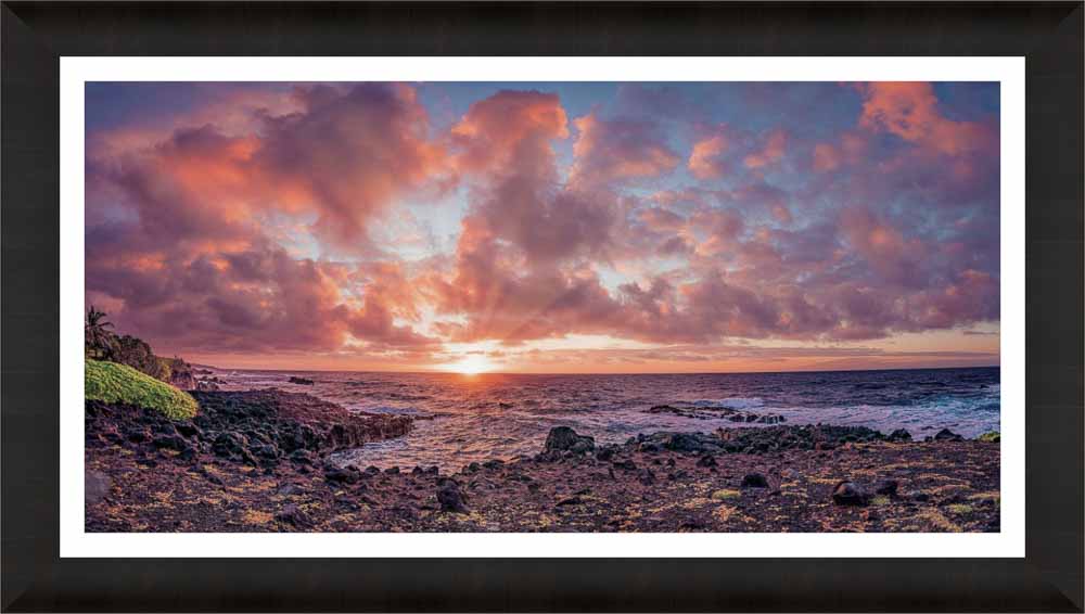 Living Moments Media Open Edition Acrylic / 20" x 40" / Luxury w/ Border Hawaiian Sunrise Symphony Hawaiian Sunrise Symphony | Vibrant Maui Coastal Fine Artwork