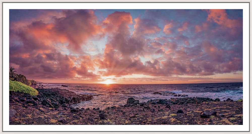 Living Moments Media Open Edition Acrylic / 20" x 40" / White w/ Border Hawaiian Sunrise Symphony Hawaiian Sunrise Symphony | Vibrant Maui Coastal Fine Artwork