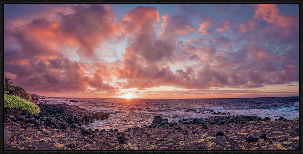 Living Moments Media Open Edition Acrylic / 20" x 40" / Black Hawaiian Sunrise Symphony Hawaiian Sunrise Symphony | Vibrant Maui Coastal Fine Artwork