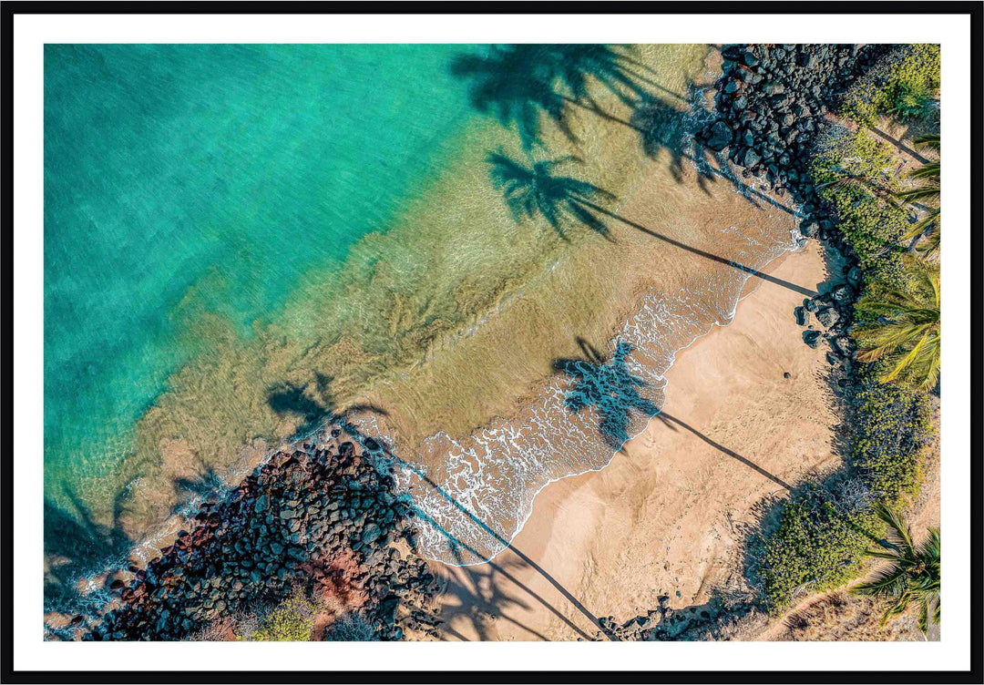 Another Day In Paradise - Maui Fine Art Collective - 3500-5500, 800-3500, aerial, beach, Best Moments, Best Sellers, Best Wall Artwork, blue, Coast, Cove, green, Hawaii, horizontal, Island, kihei, Lance Ehrecke, maui, Maui Hawaii Fine Art Photography, Maui Hawaii Wall Art, ocean, open-edition, over-5500, Palm Trees, palm-tree, rocks, sand, size-16x-24, size-24-x-36, size-40-x-60, spinimages=1, teal, trail, Trees, Water, waves, White, yellow