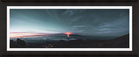 Apocalyptic Awakening | Mauna Loa's Fury - Maui Fine Art Collective - 3500-5500, 800-3500, Acrylic, Artwork, Best Wall Artwork, Big Island, black, clouds, Hawaii, Hawaii Island, Island, Lance Ehrecke, Maui Hawaii Fine Art Photography, Maui Hawaii Wall Art, Mauna Loa, Mountains, New Moments, open-edition, orange, over-5500, panoramic, Purple, rocks, size-20-x-60, size-30-x-90, Stars, Sunrise, trail, White