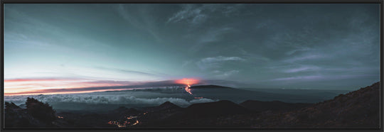 Apocalyptic Awakening | Mauna Loa's Fury - Maui Fine Art Collective - 3500-5500, 800-3500, Acrylic, Artwork, Best Wall Artwork, Big Island, black, clouds, Hawaii, Hawaii Island, Island, Lance Ehrecke, Maui Hawaii Fine Art Photography, Maui Hawaii Wall Art, Mauna Loa, Mountains, New Moments, open-edition, orange, over-5500, panoramic, Purple, rocks, size-20-x-60, size-30-x-90, Stars, Sunrise, trail, White