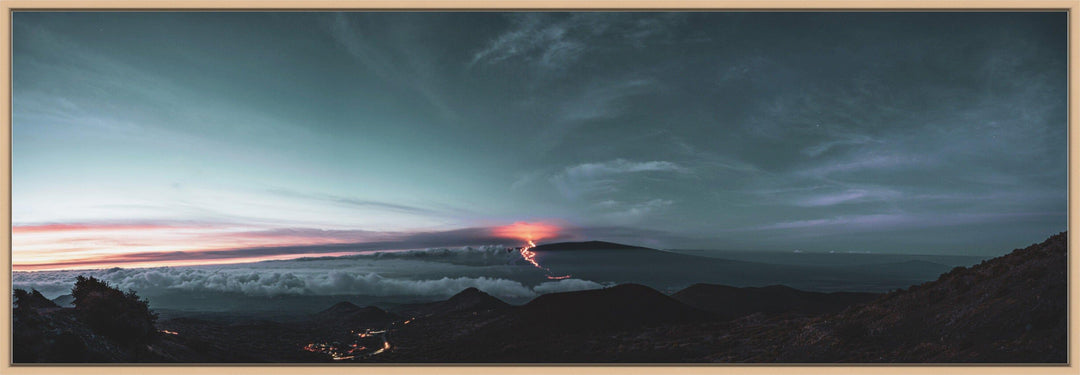 Apocalyptic Awakening | Mauna Loa's Fury - Maui Fine Art Collective - 3500-5500, 800-3500, Acrylic, Artwork, Best Wall Artwork, Big Island, black, clouds, Hawaii, Hawaii Island, Island, Lance Ehrecke, Maui Hawaii Fine Art Photography, Maui Hawaii Wall Art, Mauna Loa, Mountains, New Moments, open-edition, orange, over-5500, panoramic, Purple, rocks, size-20-x-60, size-30-x-90, Stars, Sunrise, trail, White