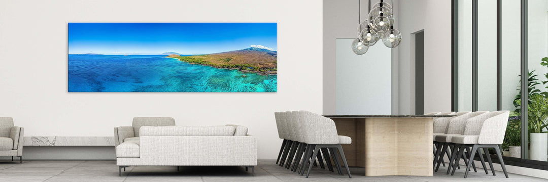 Big Stretch - Maui Fine Art Collective - 3500-5500, 800-3500, aerial, beach, Best Wall Artwork, blue, green, Hawaii, Island, Lance Ehrecke, makena, maui, Maui Hawaii Fine Art Photography, Maui Hawaii Wall Art, ocean, open-edition, over-5500, panoramic, Reef, sand, size-20-x-60, size-30-x-90, teal, Water, waves