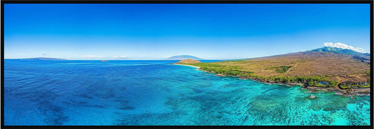 Big Stretch - Maui Fine Art Collective - 3500-5500, 800-3500, aerial, beach, Best Wall Artwork, blue, green, Hawaii, Island, Lance Ehrecke, makena, maui, Maui Hawaii Fine Art Photography, Maui Hawaii Wall Art, ocean, open-edition, over-5500, panoramic, Reef, sand, size-20-x-60, size-30-x-90, teal, Water, waves