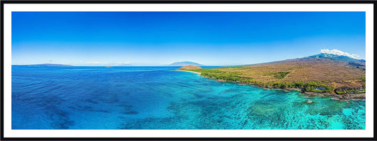 Big Stretch - Maui Fine Art Collective - 3500-5500, 800-3500, aerial, beach, Best Wall Artwork, blue, green, Hawaii, Island, Lance Ehrecke, makena, maui, Maui Hawaii Fine Art Photography, Maui Hawaii Wall Art, ocean, open-edition, over-5500, panoramic, Reef, sand, size-20-x-60, size-30-x-90, teal, Water, waves