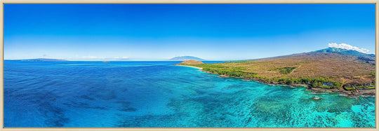 Big Stretch - Maui Fine Art Collective - 3500-5500, 800-3500, aerial, beach, Best Wall Artwork, blue, green, Hawaii, Island, Lance Ehrecke, makena, maui, Maui Hawaii Fine Art Photography, Maui Hawaii Wall Art, ocean, open-edition, over-5500, panoramic, Reef, sand, size-20-x-60, size-30-x-90, teal, Water, waves