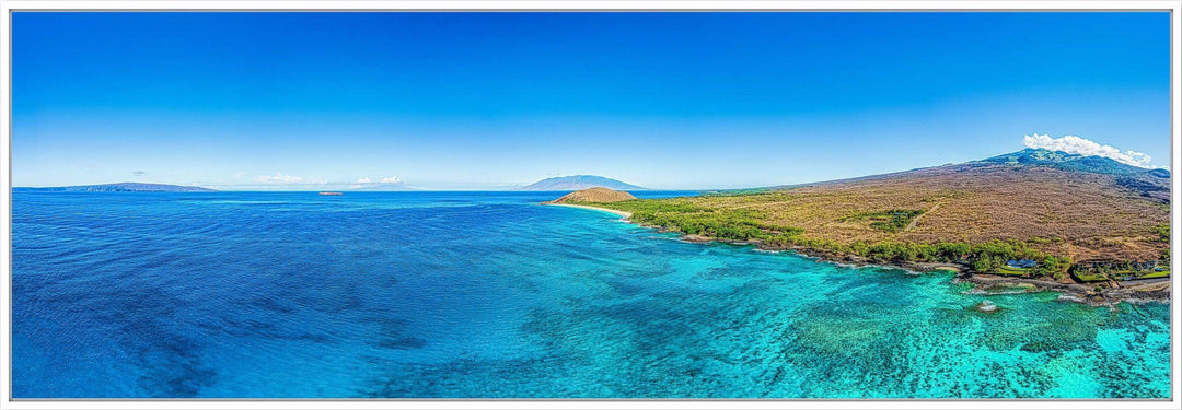 Big Stretch - Maui Fine Art Collective - 3500-5500, 800-3500, aerial, beach, Best Wall Artwork, blue, green, Hawaii, Island, Lance Ehrecke, makena, maui, Maui Hawaii Fine Art Photography, Maui Hawaii Wall Art, ocean, open-edition, over-5500, panoramic, Reef, sand, size-20-x-60, size-30-x-90, teal, Water, waves