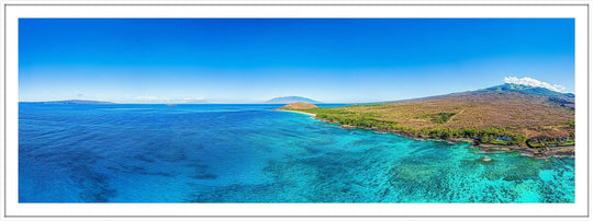 Big Stretch - Maui Fine Art Collective - 3500-5500, 800-3500, aerial, beach, Best Wall Artwork, blue, green, Hawaii, Island, Lance Ehrecke, makena, maui, Maui Hawaii Fine Art Photography, Maui Hawaii Wall Art, ocean, open-edition, over-5500, panoramic, Reef, sand, size-20-x-60, size-30-x-90, teal, Water, waves