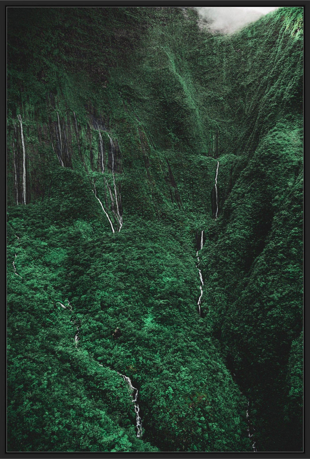 Cascading Tears | Valley of Tears Unveiled - Maui Fine Art Collective - 3500-5500, 800-3500, Acrylic, aerial, Artwork, Best Moments, Best Sellers, Best Wall Artwork, black, Canvas, clouds, green, Hawaii, Helicopter, Island, Lance Ehrecke, maui, Maui Hawaii Fine Art Photography, Maui Hawaii Wall Art, Metal, Moody, Mountains, New Moments, open-edition, over-5500, Prints, rocks, size-16-x-24, size-24-x-36, size-40-x-60, Trees, vertical, Visual Artwork, Waihee, Water, Waterfalls, White