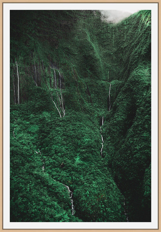 Cascading Tears | Valley of Tears Unveiled - Maui Fine Art Collective - 3500-5500, 800-3500, Acrylic, aerial, Artwork, Best Moments, Best Sellers, Best Wall Artwork, black, Canvas, clouds, green, Hawaii, Helicopter, Island, Lance Ehrecke, maui, Maui Hawaii Fine Art Photography, Maui Hawaii Wall Art, Metal, Moody, Mountains, New Moments, open-edition, over-5500, Prints, rocks, size-16-x-24, size-24-x-36, size-40-x-60, Trees, vertical, Visual Artwork, Waihee, Water, Waterfalls, White