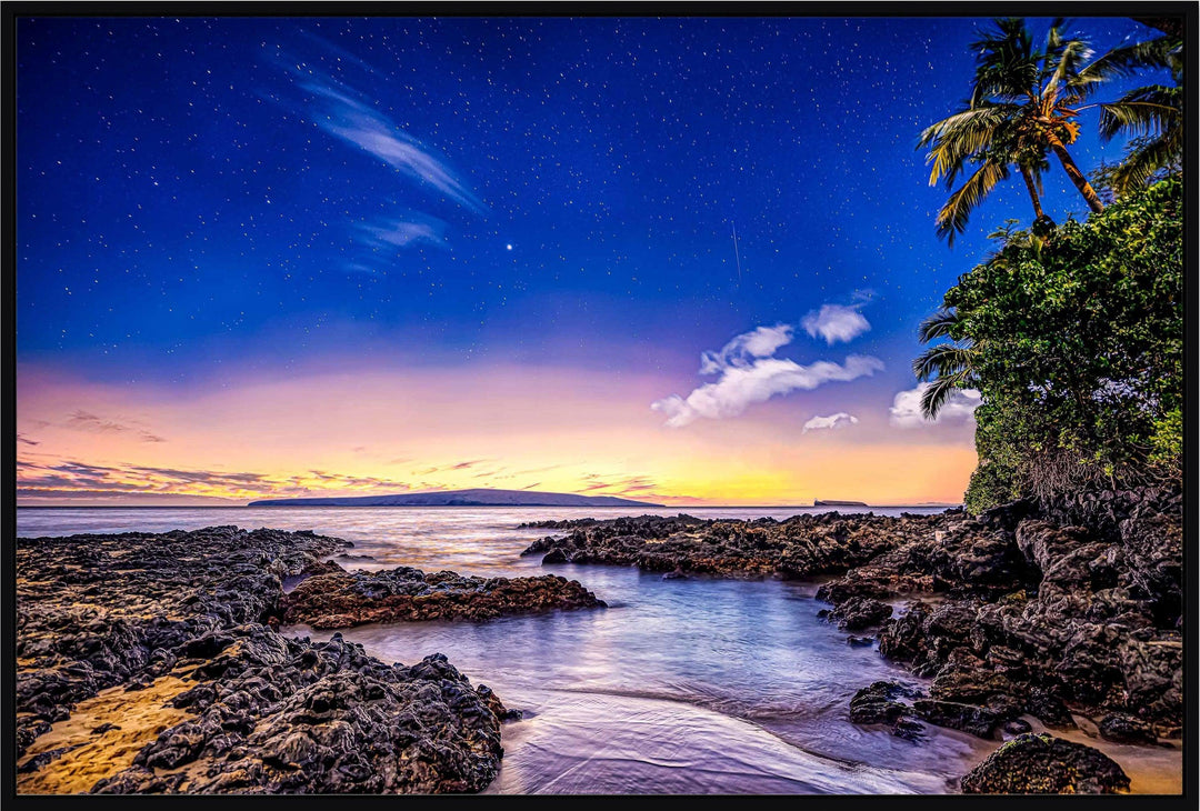 Christmas Star - Maui Fine Art Collective - 3500-5500, 800-3500, beach, Best Moments, Best Sellers, Best Wall Artwork, black, blue, clouds, Cove, green, Hawaii, horizontal, Island, Lance Ehrecke, makena, maui, Maui Hawaii Fine Art Photography, Maui Hawaii Wall Art, new arrivals, New Moments, ocean, open-edition, over-5500, Palm Trees, palm-tree, rocks, sand, size-16x-24, size-24-x-36, size-40-x-60, Stars, Sunset, Water, waves