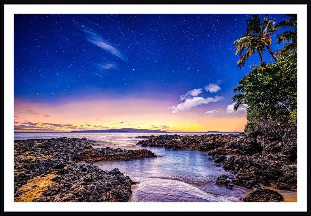 Christmas Star - Maui Fine Art Collective - 3500-5500, 800-3500, beach, Best Moments, Best Sellers, Best Wall Artwork, black, blue, clouds, Cove, green, Hawaii, horizontal, Island, Lance Ehrecke, makena, maui, Maui Hawaii Fine Art Photography, Maui Hawaii Wall Art, new arrivals, New Moments, ocean, open-edition, over-5500, Palm Trees, palm-tree, rocks, sand, size-16x-24, size-24-x-36, size-40-x-60, Stars, Sunset, Water, waves