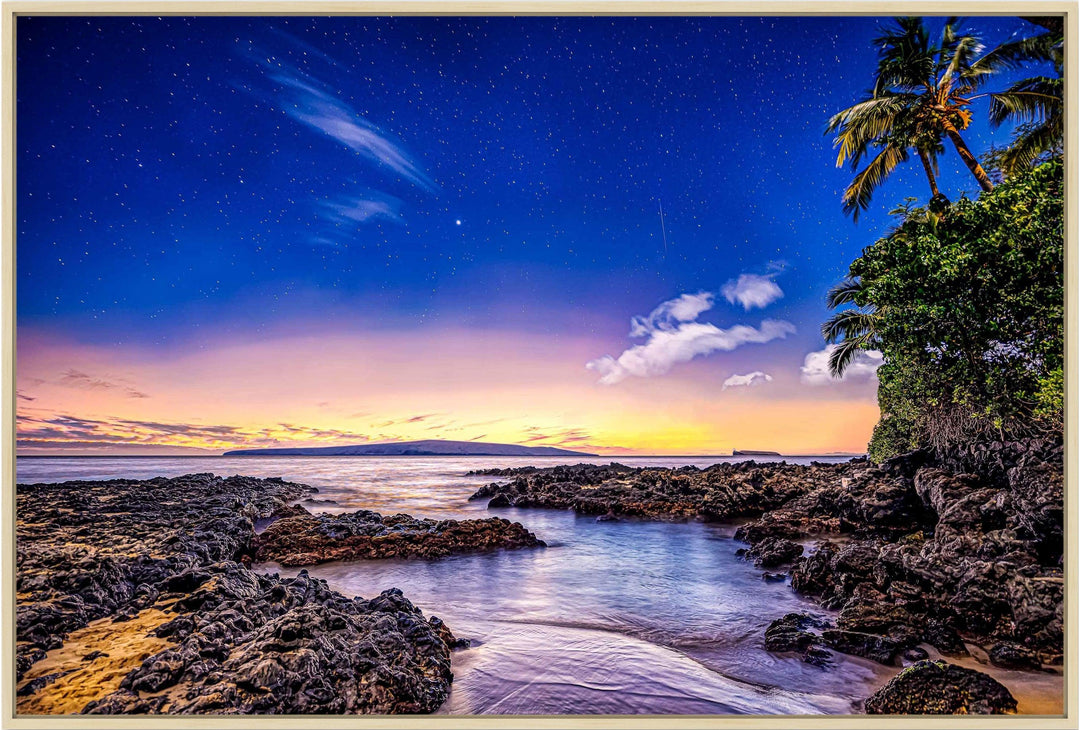 Christmas Star - Maui Fine Art Collective - 3500-5500, 800-3500, beach, Best Moments, Best Sellers, Best Wall Artwork, black, blue, clouds, Cove, green, Hawaii, horizontal, Island, Lance Ehrecke, makena, maui, Maui Hawaii Fine Art Photography, Maui Hawaii Wall Art, new arrivals, New Moments, ocean, open-edition, over-5500, Palm Trees, palm-tree, rocks, sand, size-16x-24, size-24-x-36, size-40-x-60, Stars, Sunset, Water, waves