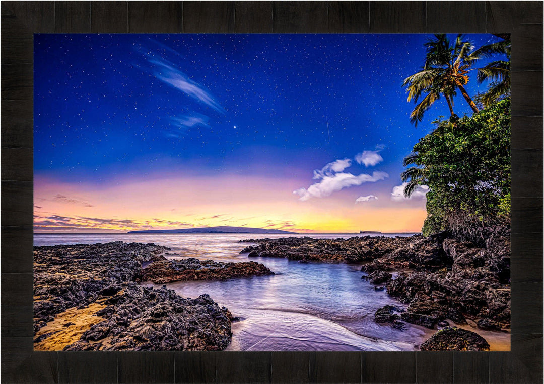 Christmas Star - Maui Fine Art Collective - 3500-5500, 800-3500, beach, Best Moments, Best Sellers, Best Wall Artwork, black, blue, clouds, Cove, green, Hawaii, horizontal, Island, Lance Ehrecke, makena, maui, Maui Hawaii Fine Art Photography, Maui Hawaii Wall Art, new arrivals, New Moments, ocean, open-edition, over-5500, Palm Trees, palm-tree, rocks, sand, size-16x-24, size-24-x-36, size-40-x-60, Stars, Sunset, Water, waves