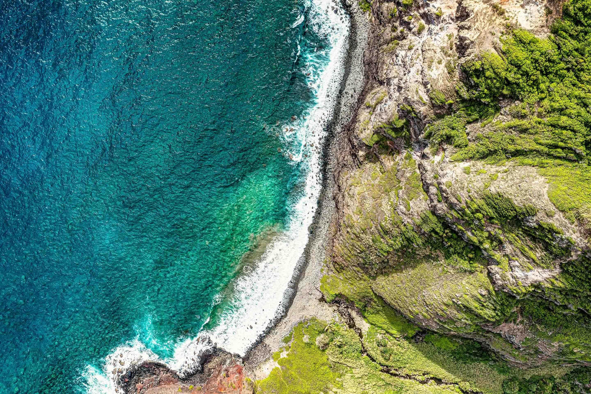 Coastal Layers by Lance Ehrecke, aerial photograph of Maui's north shore near Waiheʻe.