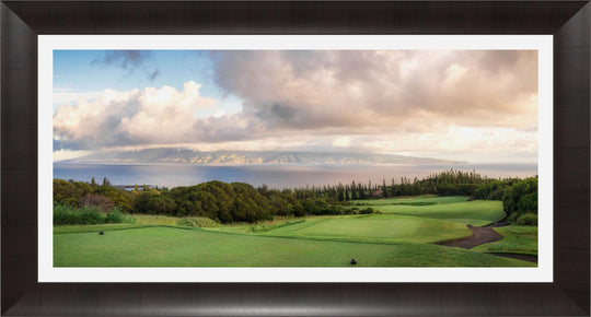 Dawn's Embrace - Maui Fine Art Collective - 3500-5500, 800-3500, Acrylic, Artwork, Best Wall Artwork, Canvas, clouds, Coast, Golf, Golf Course, green, Hawaii, Hole 17, horizontal, Island, Kapalua, Kapalua Golf, Lance Ehrecke, maui, Maui Hawaii Fine Art Photography, Maui Hawaii Wall Art, Metal, New Moments, open-edition, orange, over-5500, panoramic, pathway, Plantation Course, Prints, size-20-x-40, size-35-x-70, size-40-x-80, Sunrise, Trees, Visual Artwork, White, yellow