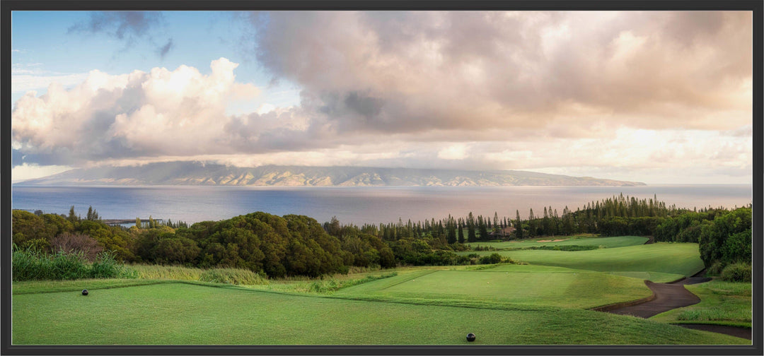 Dawn's Embrace - Maui Fine Art Collective - 3500-5500, 800-3500, Acrylic, Artwork, Best Wall Artwork, Canvas, clouds, Coast, Golf, Golf Course, green, Hawaii, Hole 17, horizontal, Island, Kapalua, Kapalua Golf, Lance Ehrecke, maui, Maui Hawaii Fine Art Photography, Maui Hawaii Wall Art, Metal, New Moments, open-edition, orange, over-5500, panoramic, pathway, Plantation Course, Prints, size-20-x-40, size-35-x-70, size-40-x-80, Sunrise, Trees, Visual Artwork, White, yellow