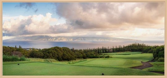 Dawn's Embrace - Maui Fine Art Collective - 3500-5500, 800-3500, Acrylic, Artwork, Best Wall Artwork, Canvas, clouds, Coast, Golf, Golf Course, green, Hawaii, Hole 17, horizontal, Island, Kapalua, Kapalua Golf, Lance Ehrecke, maui, Maui Hawaii Fine Art Photography, Maui Hawaii Wall Art, Metal, New Moments, open-edition, orange, over-5500, panoramic, pathway, Plantation Course, Prints, size-20-x-40, size-35-x-70, size-40-x-80, Sunrise, Trees, Visual Artwork, White, yellow