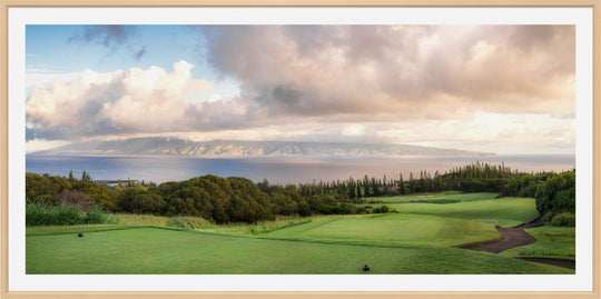 Dawn's Embrace - Maui Fine Art Collective - 3500-5500, 800-3500, Acrylic, Artwork, Best Wall Artwork, Canvas, clouds, Coast, Golf, Golf Course, green, Hawaii, Hole 17, horizontal, Island, Kapalua, Kapalua Golf, Lance Ehrecke, maui, Maui Hawaii Fine Art Photography, Maui Hawaii Wall Art, Metal, New Moments, open-edition, orange, over-5500, panoramic, pathway, Plantation Course, Prints, size-20-x-40, size-35-x-70, size-40-x-80, Sunrise, Trees, Visual Artwork, White, yellow