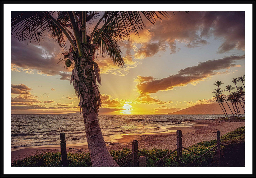 Golden Rays - Maui Fine Art Collective - 3500-5500, 800-3500, beach, Best Moments, Best Sellers, Best Wall Artwork, clouds, Hawaii, horizontal, Island, kihei, Lance Ehrecke, maui, Maui Hawaii Fine Art Photography, Maui Hawaii Wall Art, ocean, open-edition, orange, over-5500, sand, size-16x-24, size-24-x-36, size-40-x-60, Sunset, waves, yellow