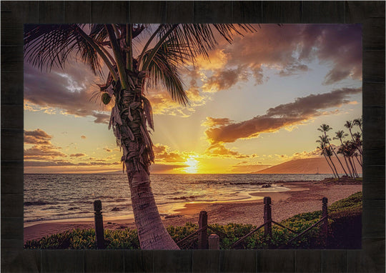 Golden Rays - Maui Fine Art Collective - 3500-5500, 800-3500, beach, Best Moments, Best Sellers, Best Wall Artwork, clouds, Hawaii, horizontal, Island, kihei, Lance Ehrecke, maui, Maui Hawaii Fine Art Photography, Maui Hawaii Wall Art, ocean, open-edition, orange, over-5500, sand, size-16x-24, size-24-x-36, size-40-x-60, Sunset, waves, yellow