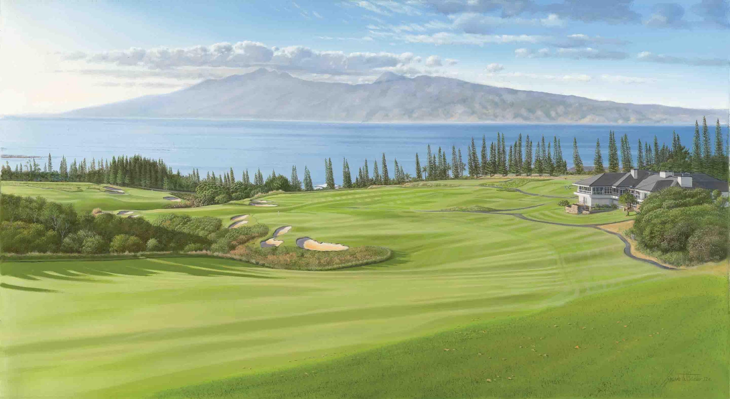 Iconic 18 | Graeme Baxter Licensed Print - Maui Fine Art Collective - 3500-5500, 800-3500, Acrylic, Artwork, Best Wall Artwork, Canvas, Golf, Golf Course, Hawaii, Hole 18, Kapalua Golf
