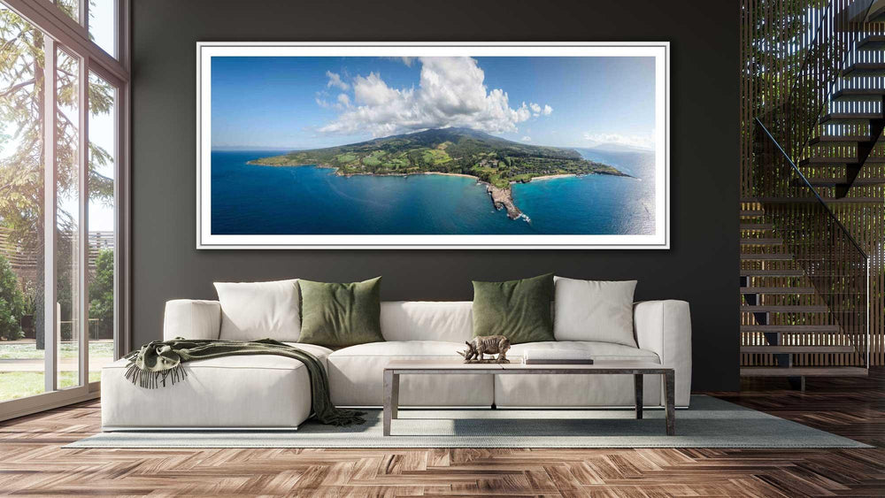 Living Moments Media Open Edition Island Infinity | Nature's Endless Embrace Panoramic Maui Hawaii Wall Art Print Kapalua Golf Bay Island Infinity