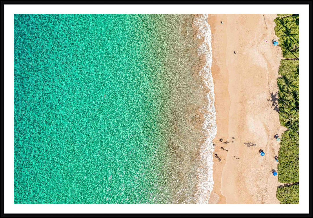 Life's a Beach - Maui Fine Art Collective - 3500-5500, 800-3500, beach, Best Moments, Best Sellers, Best Wall Artwork, blue, clouds, green, Hawaii, horizontal, Island, kihei, Lance Ehrecke, maui, Maui Hawaii Fine Art Photography, Maui Hawaii Wall Art, ocean, open-edition, over-5500, Palm Trees, palm-tree, sand, size-16x-24, size-24-x-36, size-40-x-60, teal, waves