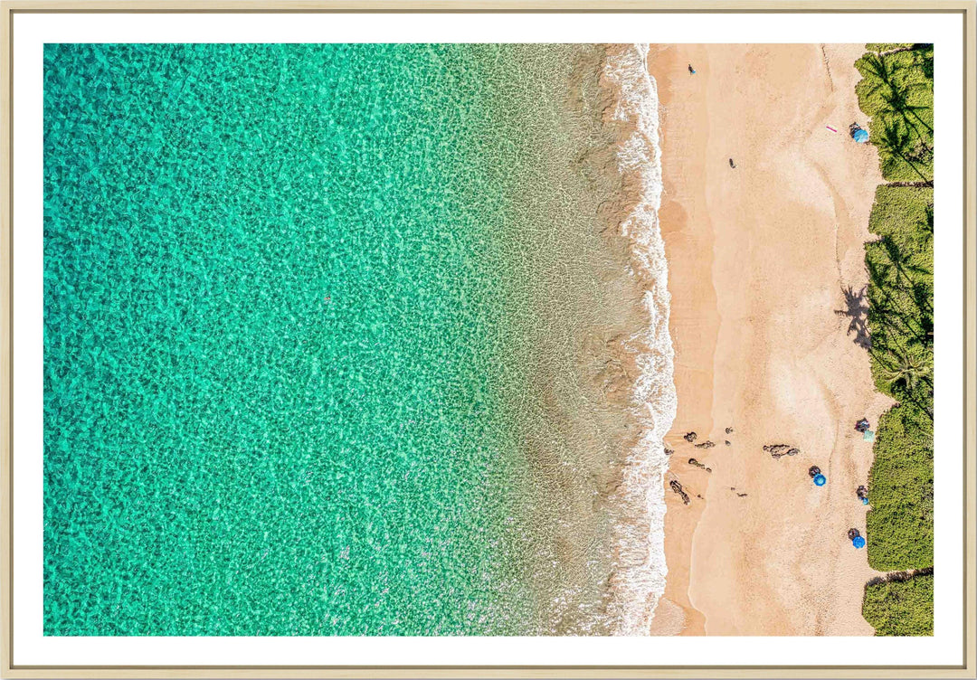 Life's a Beach - Maui Fine Art Collective - 3500-5500, 800-3500, beach, Best Moments, Best Sellers, Best Wall Artwork, blue, clouds, green, Hawaii, horizontal, Island, kihei, Lance Ehrecke, maui, Maui Hawaii Fine Art Photography, Maui Hawaii Wall Art, ocean, open-edition, over-5500, Palm Trees, palm-tree, sand, size-16x-24, size-24-x-36, size-40-x-60, teal, waves