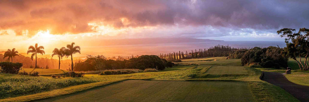 Living Moments Media Open Edition Acrylic / 20" x 60" / No Frame Kapalua's Apex Sunset Kapalua’s Apex Sunset: Luxurious Golf Course Art from Maui