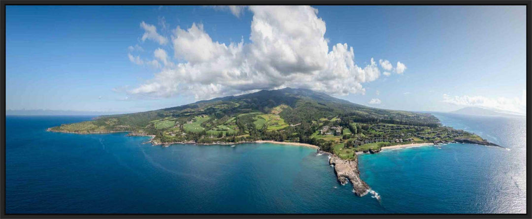 Living Moments Media Open Edition Acrylic / 24" x 60" / Black Island Infinity | Nature's Endless Embrace Panoramic Maui Hawaii Wall Art Print Kapalua Golf Bay Island Infinity