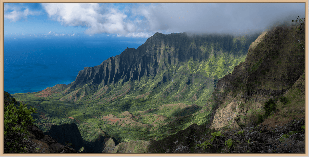 Maui Fine Art Collective Open Edition Acrylic / 40" x 60" / Natural Kalalau's Embrace "Kalalau's Embrace" - Stunning Photography Print of Kalalau Valley Overlook, Ideal for Adventurers and Luxury Art Buyers