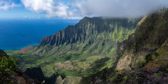 Maui Fine Art Collective Open Edition Original / 45" X 90" / No Frame Kalalau's Embrace "Kalalau's Embrace" - Stunning Photography Print of Kalalau Valley Overlook, Ideal for Adventurers and Luxury Art Buyers