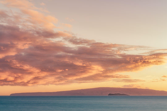 Molokini Serenade - Maui Fine Art Collective - 3500-5500, 800-3500, Acrylic, Artwork, Best Wall Artwork, blue, Canvas, clouds, Coast, Hawaii, horizontal, Island, Lance Ehrecke, maui, Maui Hawaii Fine Art Photography, Maui Hawaii Wall Art, Metal, New Moments, ocean, open-edition, orange, over-5500, pastel, Prints, size-16-x-24, size-24-x-36, size-40-x-60, Sunset, teal, Visual Artwork, wailea