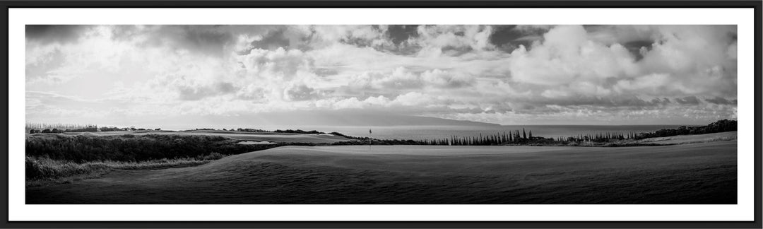 Monochromatic Majesty - Maui Fine Art Collective - 3500-5500, 800-3500, Acrylic, Artwork, Best Moments, Best Sellers, Best Wall Artwork, black, Black & White, Canvas, clouds, Golf, Golf Course, Hawaii, Hole 5, Hole 6, horizontal, Island, Kapalua, Kapalua Golf, Lance Ehrecke, maui, Maui Hawaii Fine Art Photography, Maui Hawaii Wall Art, Metal, Monochromatic, Moody, new arrivals, New Moments, ocean, open-edition, panoramic, pathway, Plantation Course, Prints, Sunset, trail, Trees, Visual Artwork, Water, White