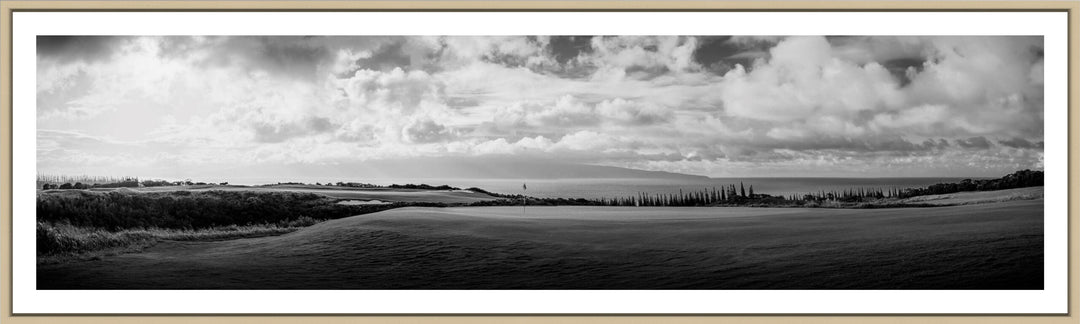 Monochromatic Majesty - Maui Fine Art Collective - 3500-5500, 800-3500, Acrylic, Artwork, Best Moments, Best Sellers, Best Wall Artwork, black, Black & White, Canvas, clouds, Golf, Golf Course, Hawaii, Hole 5, Hole 6, horizontal, Island, Kapalua, Kapalua Golf, Lance Ehrecke, maui, Maui Hawaii Fine Art Photography, Maui Hawaii Wall Art, Metal, Monochromatic, Moody, new arrivals, New Moments, ocean, open-edition, panoramic, pathway, Plantation Course, Prints, Sunset, trail, Trees, Visual Artwork, Water, White