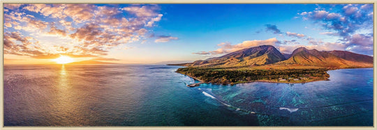 Olowalu Vibes - Maui Fine Art Collective - 3500-5500, 800-3500, aerial, beach, Best Moments, Best Sellers, Best Wall Artwork, black, blue, clouds, Coast, Cove, green, Hawaii, Island, Lance Ehrecke, maui, Maui Hawaii Fine Art Photography, Maui Hawaii Wall Art, ocean, olowalu, open-edition, orange, over-5500, panoramic, Reef, rocks, size-20-x-60, size-30-x-90, Water, waves, yellow