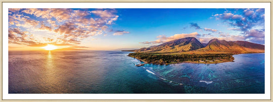 Olowalu Vibes - Maui Fine Art Collective - 3500-5500, 800-3500, aerial, beach, Best Moments, Best Sellers, Best Wall Artwork, black, blue, clouds, Coast, Cove, green, Hawaii, Island, Lance Ehrecke, maui, Maui Hawaii Fine Art Photography, Maui Hawaii Wall Art, ocean, olowalu, open-edition, orange, over-5500, panoramic, Reef, rocks, size-20-x-60, size-30-x-90, Water, waves, yellow