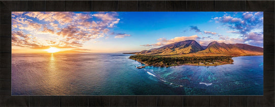 Olowalu Vibes - Maui Fine Art Collective - 3500-5500, 800-3500, aerial, beach, Best Moments, Best Sellers, Best Wall Artwork, black, blue, clouds, Coast, Cove, green, Hawaii, Island, Lance Ehrecke, maui, Maui Hawaii Fine Art Photography, Maui Hawaii Wall Art, ocean, olowalu, open-edition, orange, over-5500, panoramic, Reef, rocks, size-20-x-60, size-30-x-90, Water, waves, yellow