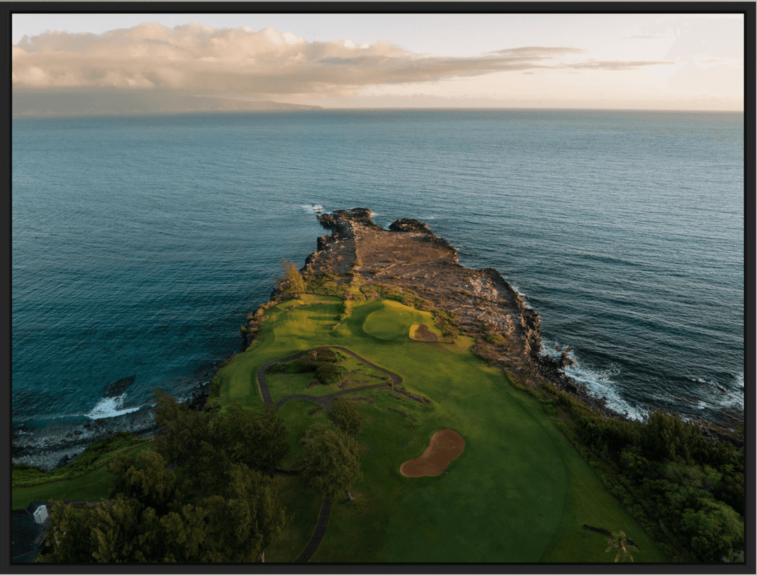 Seaside Challenge - Maui Fine Art Collective - 3500-5500, 800-3500, aerial, Bay Course, Best Wall Artwork, blue, calm, coastal, Corporate Office, Dragon's Teeth, earthy, Garage, green, Hawaii, Hole 16, Home Office, Kapalua Golf, Kapalua Golf Course, Lanai, landscape, Makaluapuna Point, Man Cave, Maui Hawaii Fine Art, Maui Hawaii Wall Art, natural, oceanic, open edition, over-5500, scenic, serene, size-18-x-24, size-30-x-40, size-42-x-56, vibrant