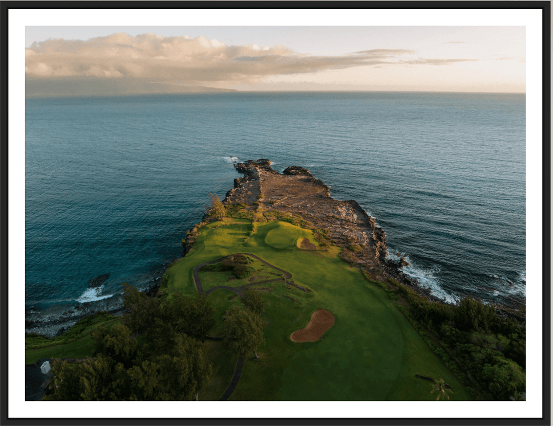 Seaside Challenge - Maui Fine Art Collective - 3500-5500, 800-3500, aerial, Bay Course, Best Wall Artwork, blue, calm, coastal, Corporate Office, Dragon's Teeth, earthy, Garage, green, Hawaii, Hole 16, Home Office, Kapalua Golf, Kapalua Golf Course, Lanai, landscape, Makaluapuna Point, Man Cave, Maui Hawaii Fine Art, Maui Hawaii Wall Art, natural, oceanic, open edition, over-5500, scenic, serene, size-18-x-24, size-30-x-40, size-42-x-56, vibrant