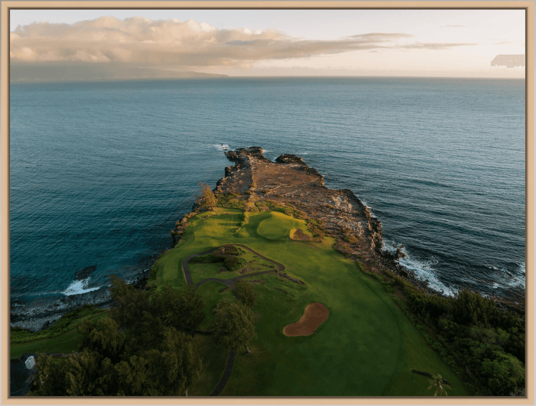 Seaside Challenge - Maui Fine Art Collective - 3500-5500, 800-3500, aerial, Bay Course, Best Wall Artwork, blue, calm, coastal, Corporate Office, Dragon's Teeth, earthy, Garage, green, Hawaii, Hole 16, Home Office, Kapalua Golf, Kapalua Golf Course, Lanai, landscape, Makaluapuna Point, Man Cave, Maui Hawaii Fine Art, Maui Hawaii Wall Art, natural, oceanic, open edition, over-5500, scenic, serene, size-18-x-24, size-30-x-40, size-42-x-56, vibrant